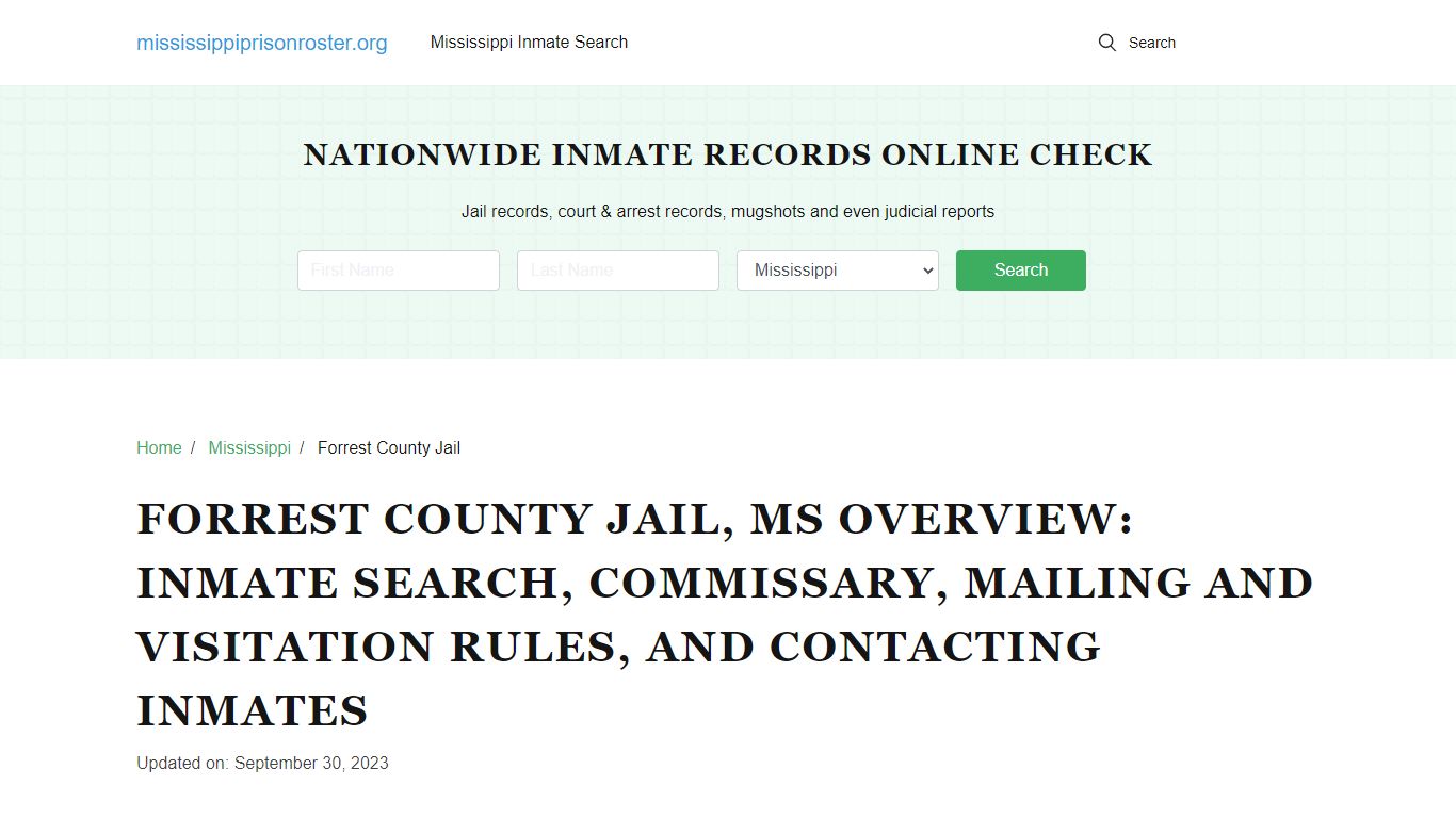 Forrest County Jail , MS Overview: Inmate Search, Commissary, Mailing ...